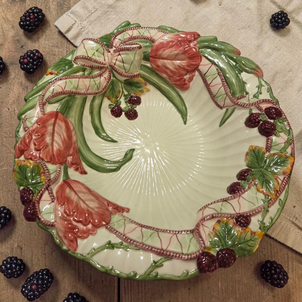 Fitz and Floyd Essentials BlackBerry Rabbit Collection Large 14" Serving Bowls